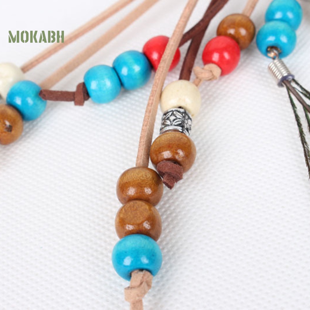 Băng Đô Bện Dây Giả Da Đính Hạt Phong Cách Boho Cổ Điển