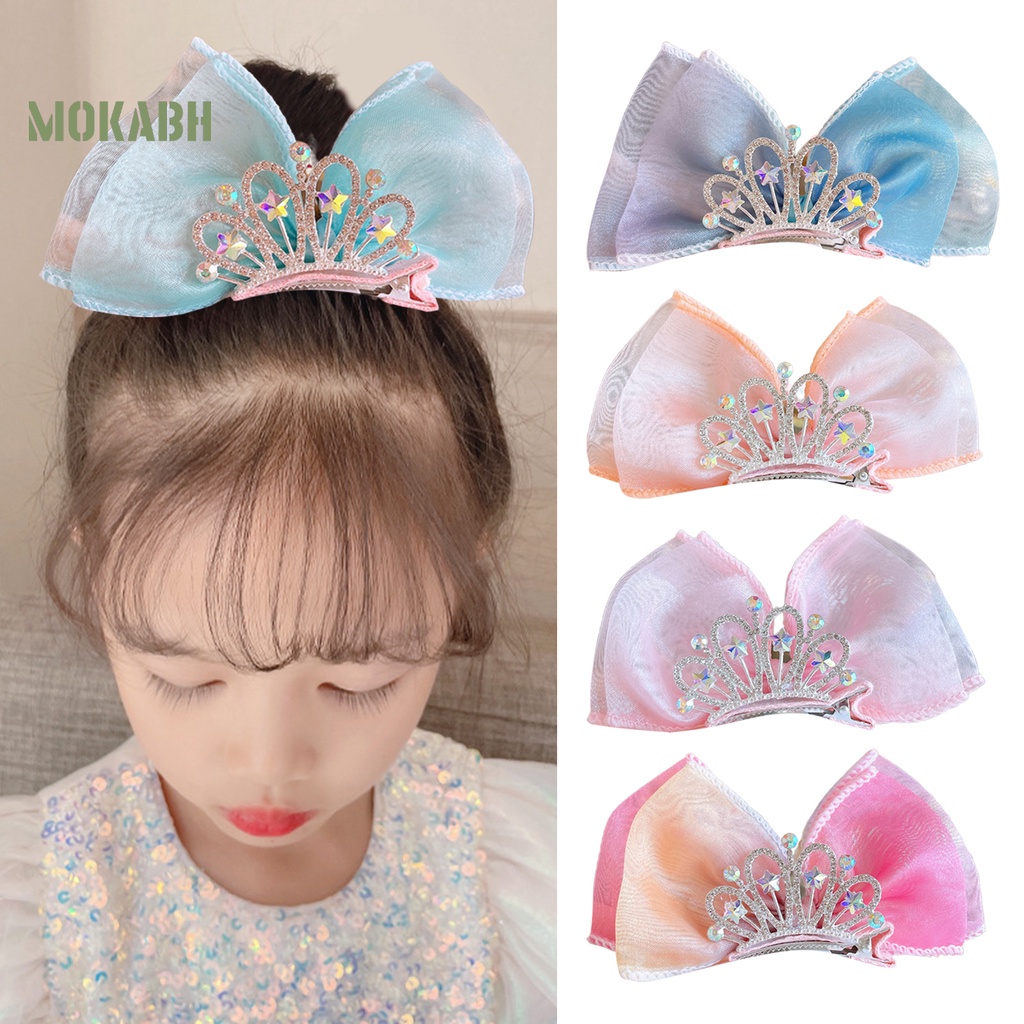 Kẹp Tóc Hình Nơ Đính Đá Lấp Lánh Chống Trượt Thời Trang Cho Bé Gái