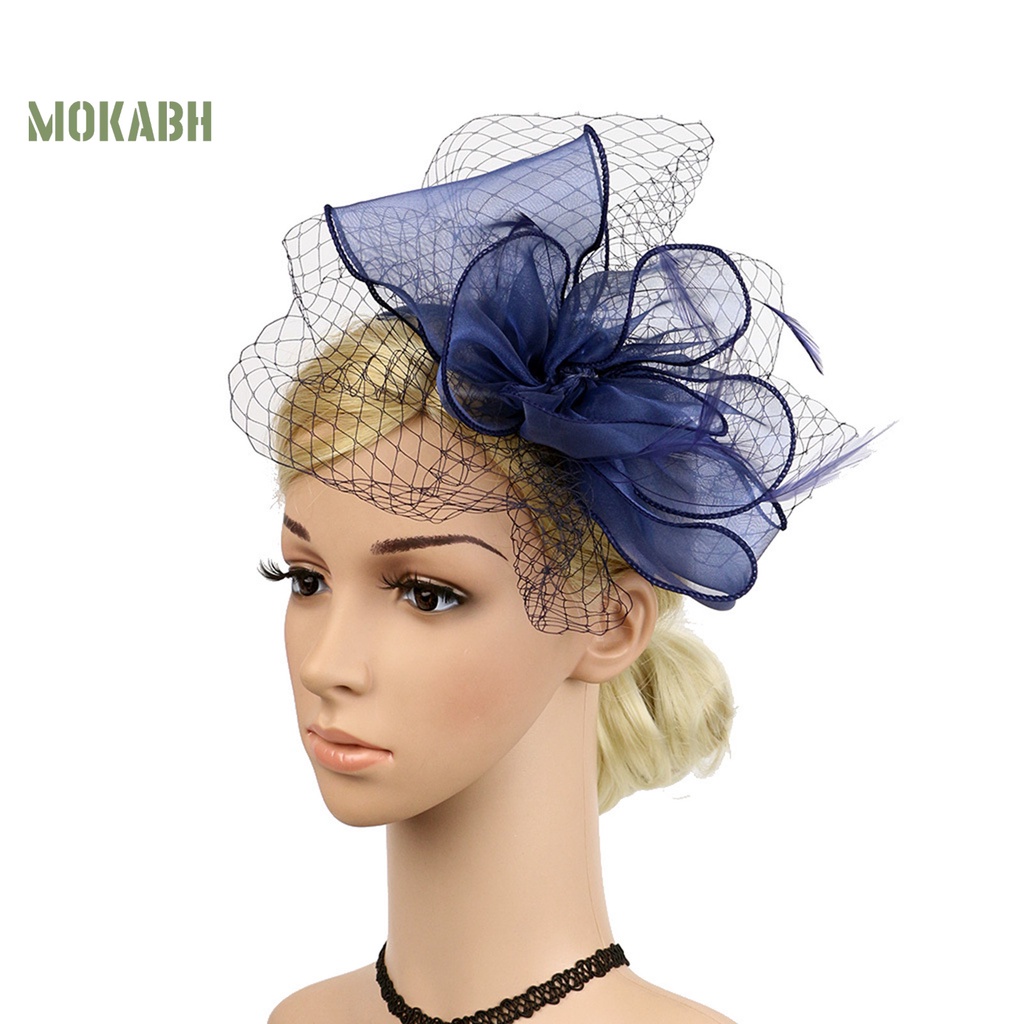 [Mok Abh] Mũ Lưới Thắt Nơ Phong Cách Hoàng Gia Cổ Điển Dùng Để Trang Trí Trình Diễn Đám Cưới