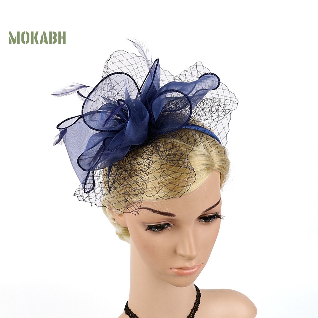 [Mok Abh] Mũ Lưới Thắt Nơ Phong Cách Hoàng Gia Cổ Điển Dùng Để Trang Trí Trình Diễn Đám Cưới