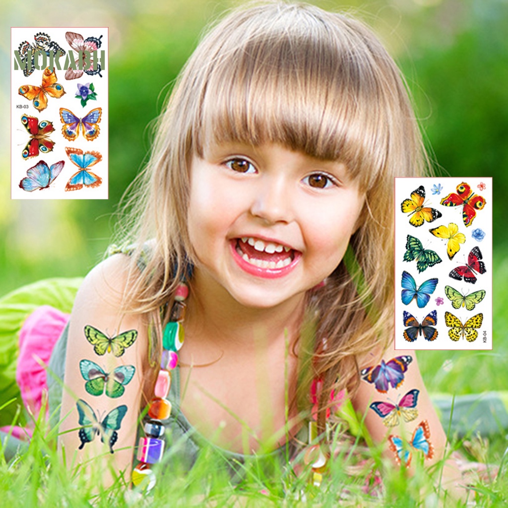 10 Hình Xăm Dán Họa Tiết Bướm Nhiều Màu Sắc Dùng Trang Trí Cơ Thể Tạm Thời