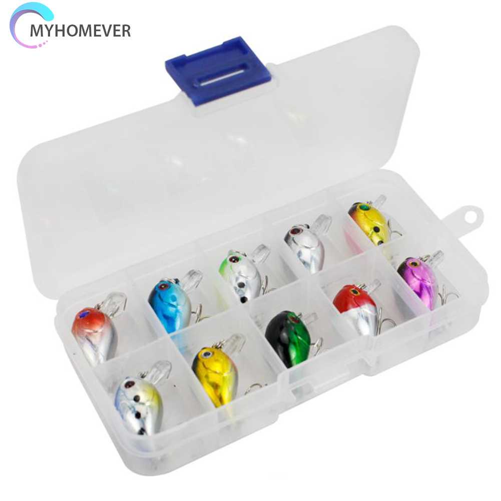 Set 10 Mồi Giả Nhử Cá Bằng Nhựa Gắn Kèm Móc Câu