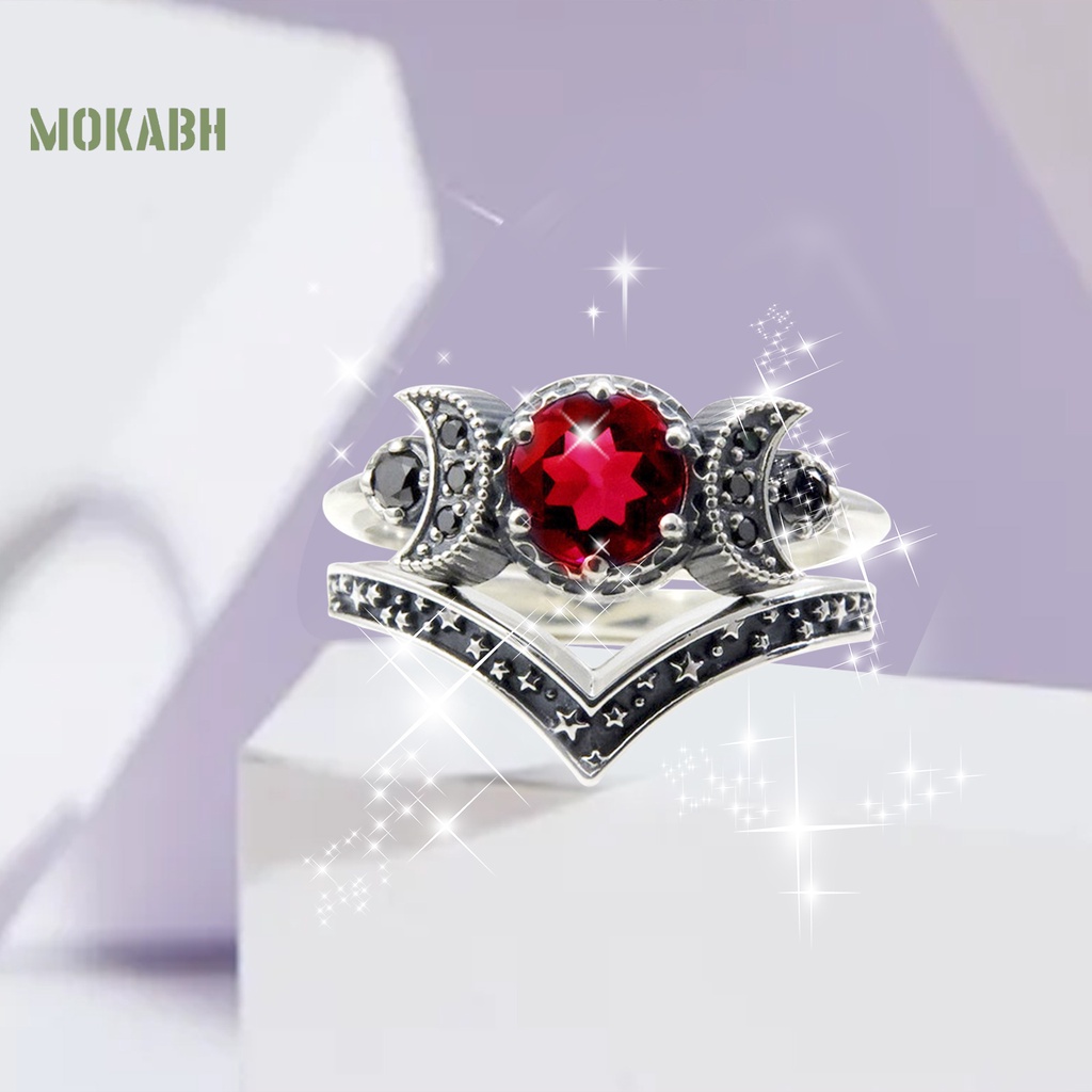 [Mok Abh] Nhẫn Hợp Kim Ba Lớp Thoải Mái Vừa Vặn Quà Tặng Kỷ Niệm Cho Nữ