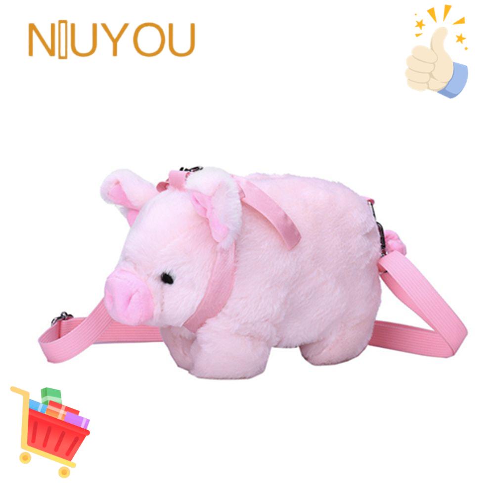 Túi Bông Đeo Chéo Hình Chú Heo Hồng Dễ Thương Cho Nữ
