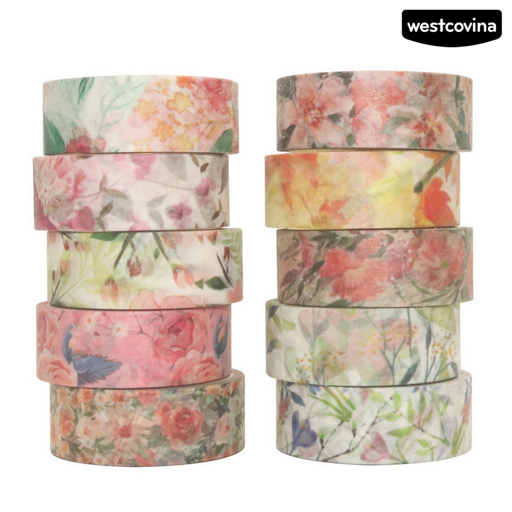 [WSTN]✎Set 20 Cuộn Băng Dính Washi In Họa Tiết Hoa Có Thể Tháo Gỡ Trang Trí Sổ Tay