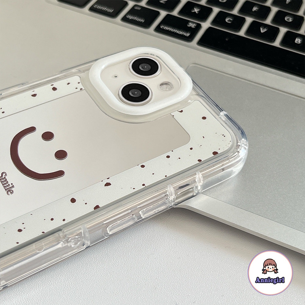 Ốp Điện Thoại TPU Mềm Tích Hợp Gương Trang Điểm Hình Mặt Cười Cho IPhone 11 14 Pro Max 13 Pro Max 12
