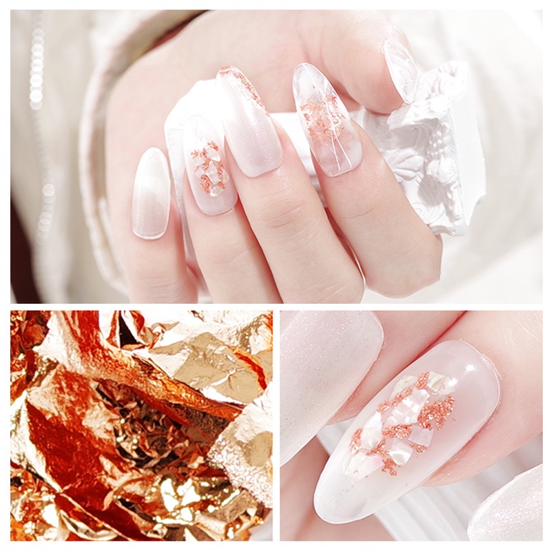 Miếng Dán Trang Trí Móng Tay Nghệ Thuật Lá Thiếc Màu Vàng / Bạc KOUDAN