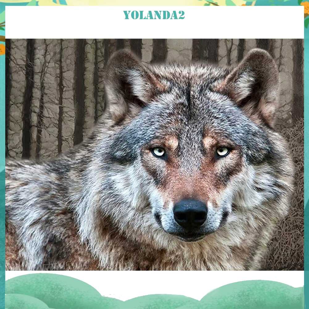 Tranh Đính Đá Kim Cương Toàn Bộ 5D DIY Hình Vẽ Sói Trang Trí Nhà Cửa