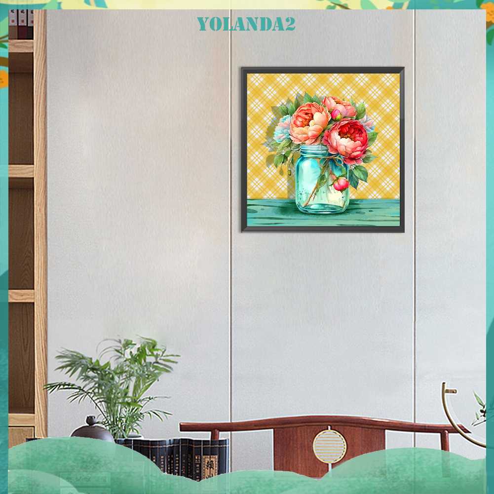 Tranh Đính Đá Kim Cương Toàn Bộ 5D DIY Hình Vẽ Chậu Hoa Trang Trí Nhà Cửa