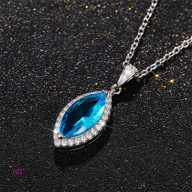 Ygt Vòng cổ Đính Đá Zircon Màu Xanh Da Trời Thời Trang Sang Trọng Dành Cho Nữ