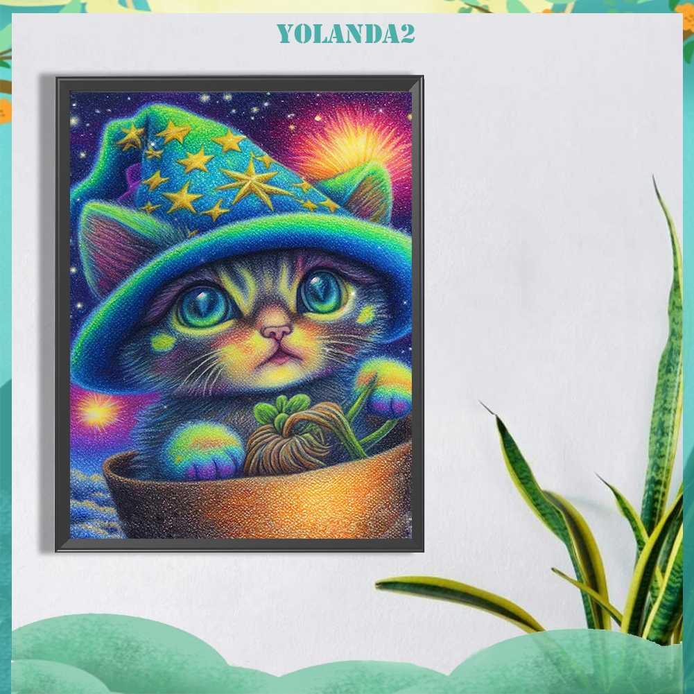 Tranh Đính Đá Kim Cương Toàn Bộ 5D DIY Hình Vẽ Mèo Trang Trí Nhà Cửa