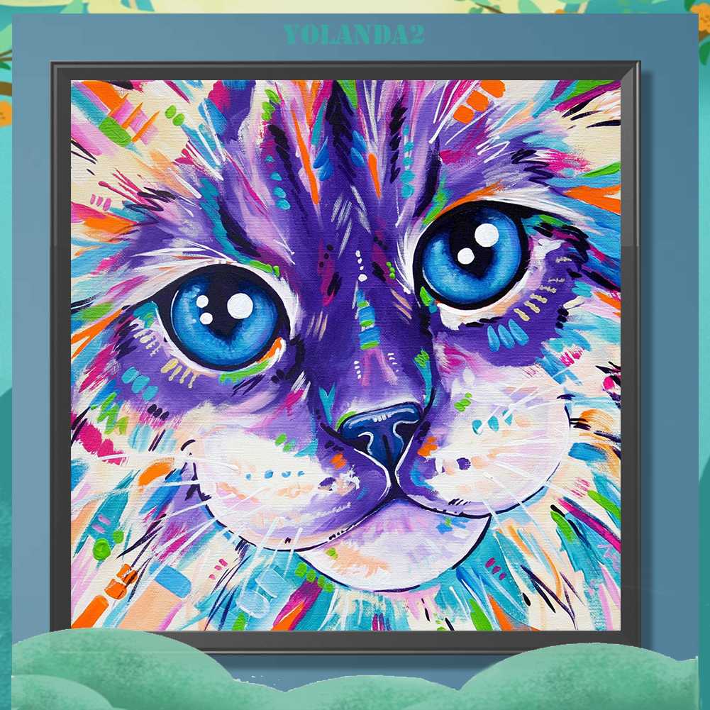 Tranh Đính Đá Kim Cương Toàn Bộ 5D DIY Hình Vẽ Mèo Trang Trí Nhà Cửa