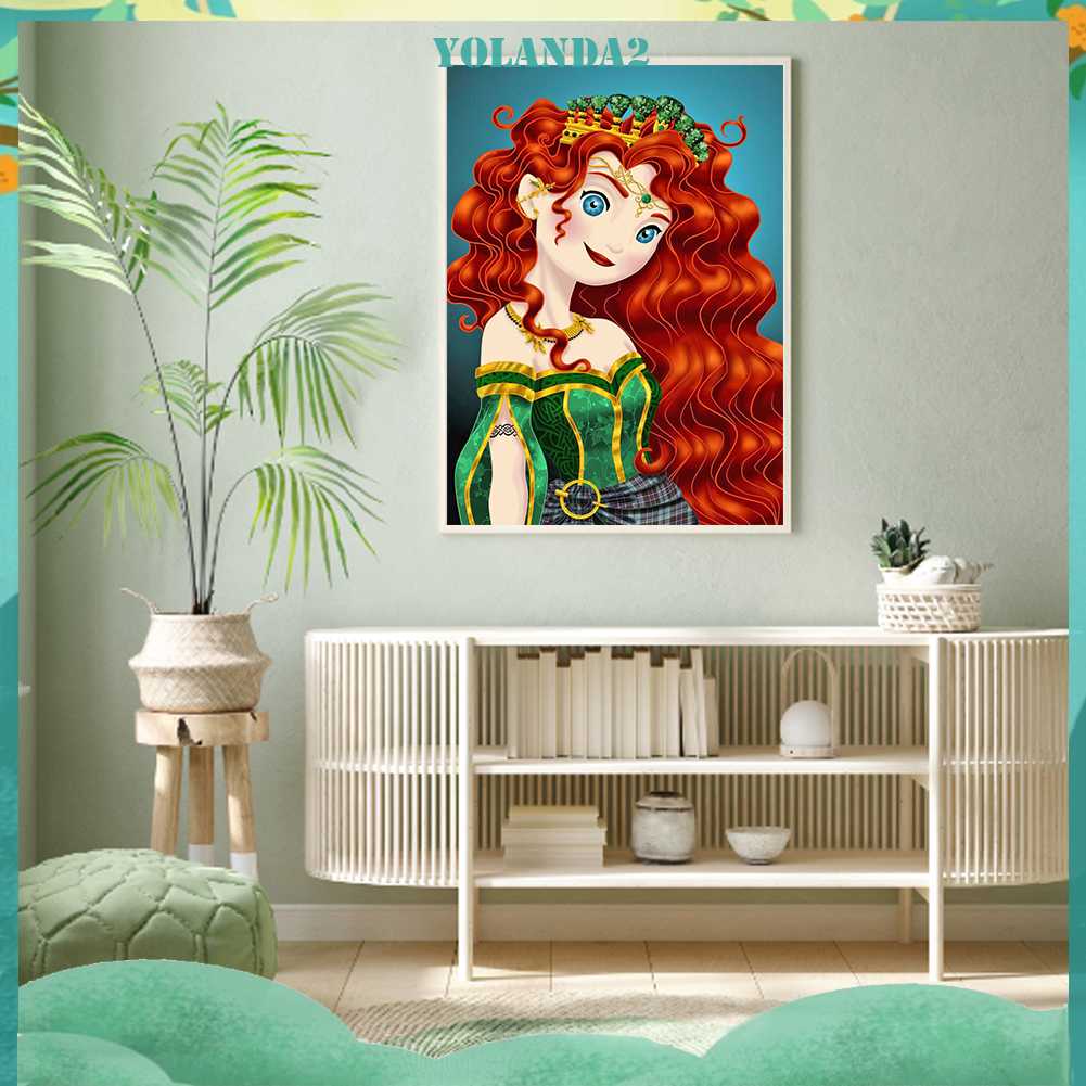 Tranh Đính Đá Kim Cương Toàn Bộ 5D DIY Hình Vẽ Công Chúa Merida