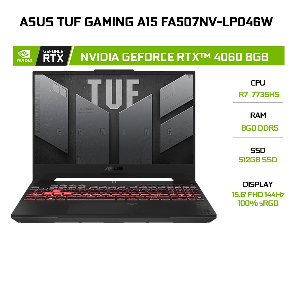 Laptop ASUS TUF Gaming A15 FA507NV-LP046W R7-7735HS|8GB|512GB|RTX™ 4060 8G
