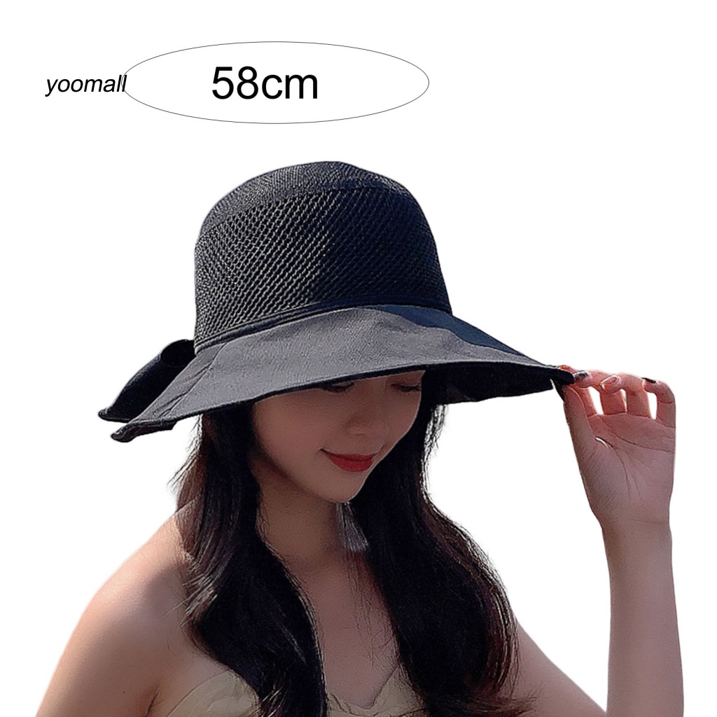 Mũ Tai Bèo Vành Rộng Thoáng Khí Đính Nơ In Chữ Thời Trang Cho Nữ