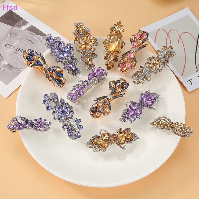 Kẹp Tóc Đuôi Công Đính Kim Cương Pha Lê Đa Năng