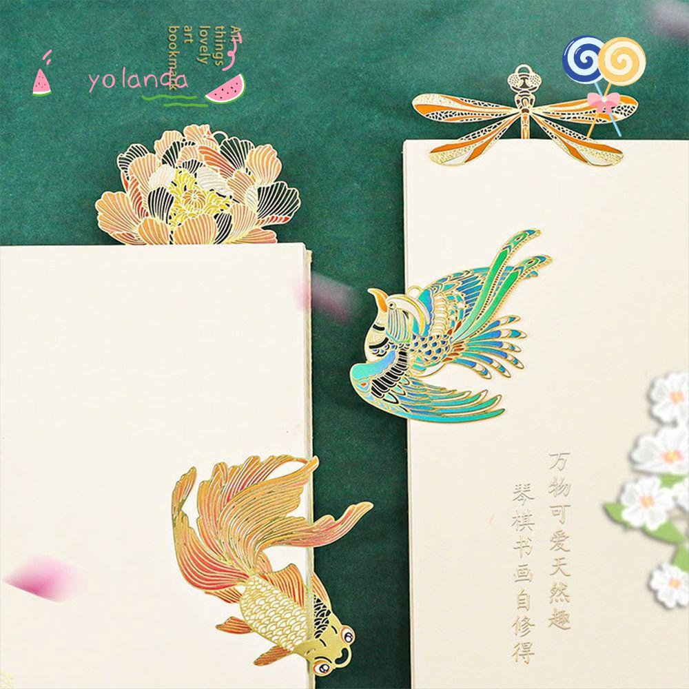Thẻ Đánh Dấu Trang Sách Bằng Kim Loại Hình Hoa Tua Rua Chim Cá Cho Học Sinh