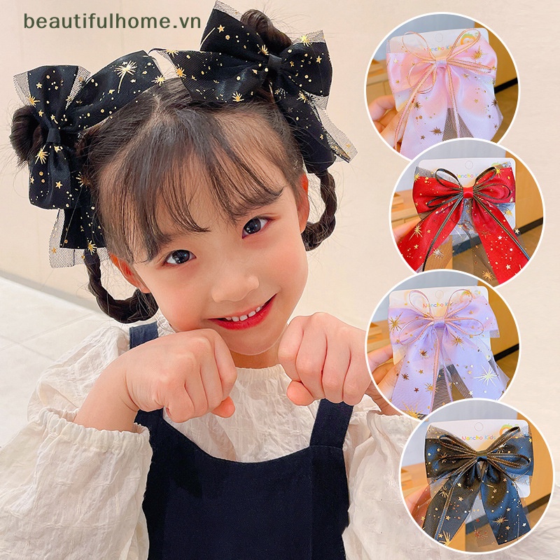 Kẹp Tóc Nơ Lưới Hình Ngôi Sao Phong Cách Lolita Ngọt Ngào Thời Trang Cho Bé Gái
