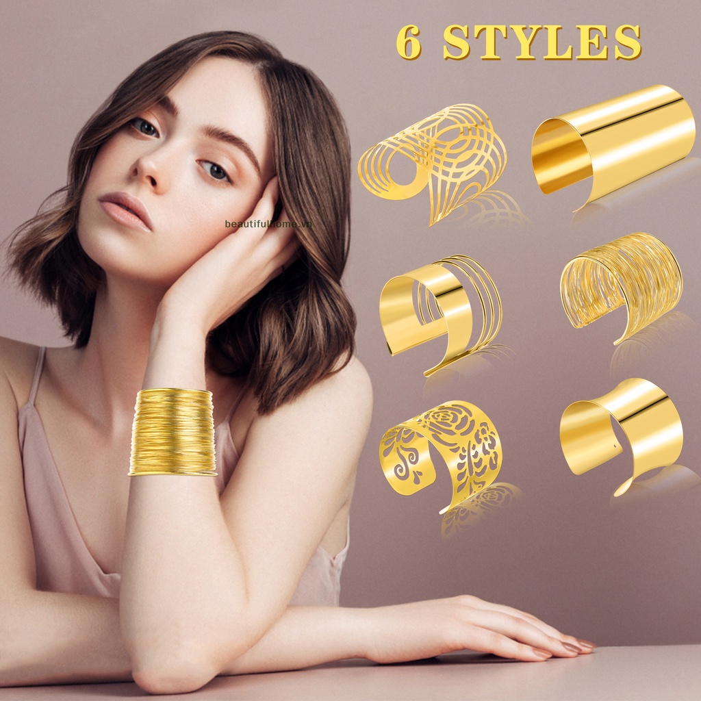 Bộ 6 Vòng Đeo Cánh Tay Màu Vàng Kim Chất Lượng Cao