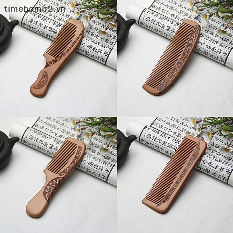 Lược Gỗ Đào Tự Nhiên Chống Tĩnh Điện Mát Xa Đầu An Toàn Cho Sức Khỏe