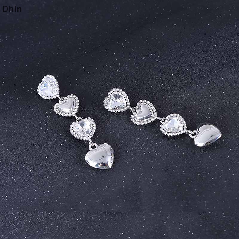 1 Đôi Bông Tai Dáng Dài Hình Trái Tim Phong Cách Vintage Thời Trang