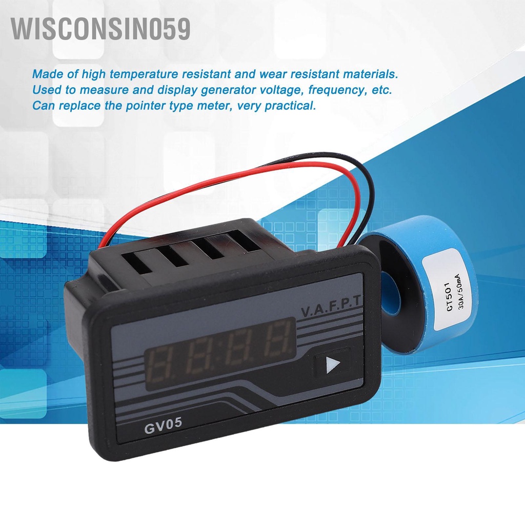 Wisconsin059 Máy Phát Điện Vôn Kế Đo Đa Năng 6 Trong 1 Kiểm Tra Dòng Hiển Thị Kỹ Thuật Số 220V