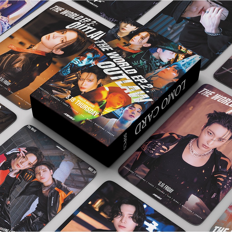 ATEEZ LOMO Card Set 55 Tấm Thẻ Ảnh THE WORLD EP.2 : OUTLAW Hình Nhóm Nhạc KPOP