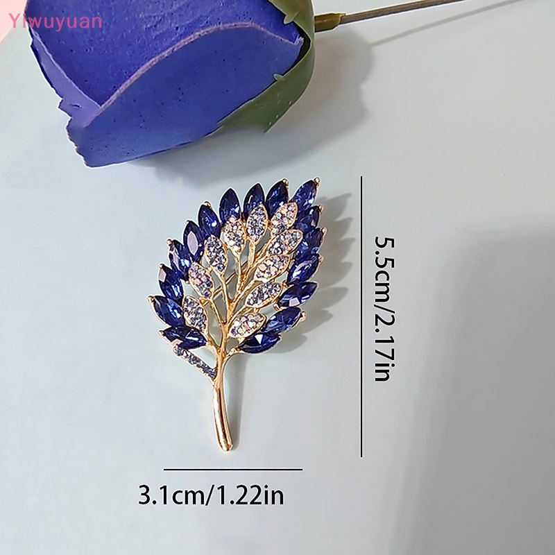 Ghim Cài Áo Kim Loại Hình Lá Đính Đá Phong Cách Vintage Mới