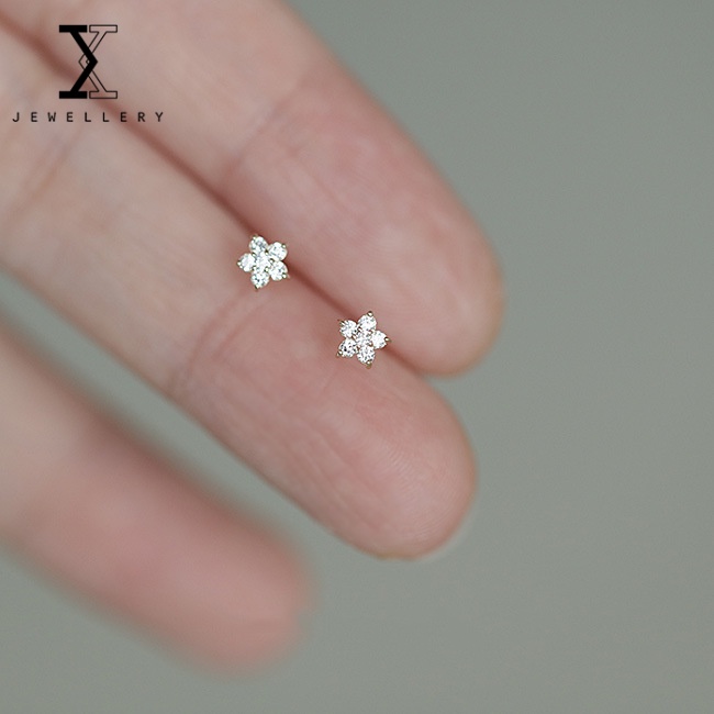 Bông Tai Mạ Vàng 14k 100% S925 Hình Ngôi Sao Nhỏ Lấp Lánh Dễ Phối Đồ Thời Trang Cho Nữ