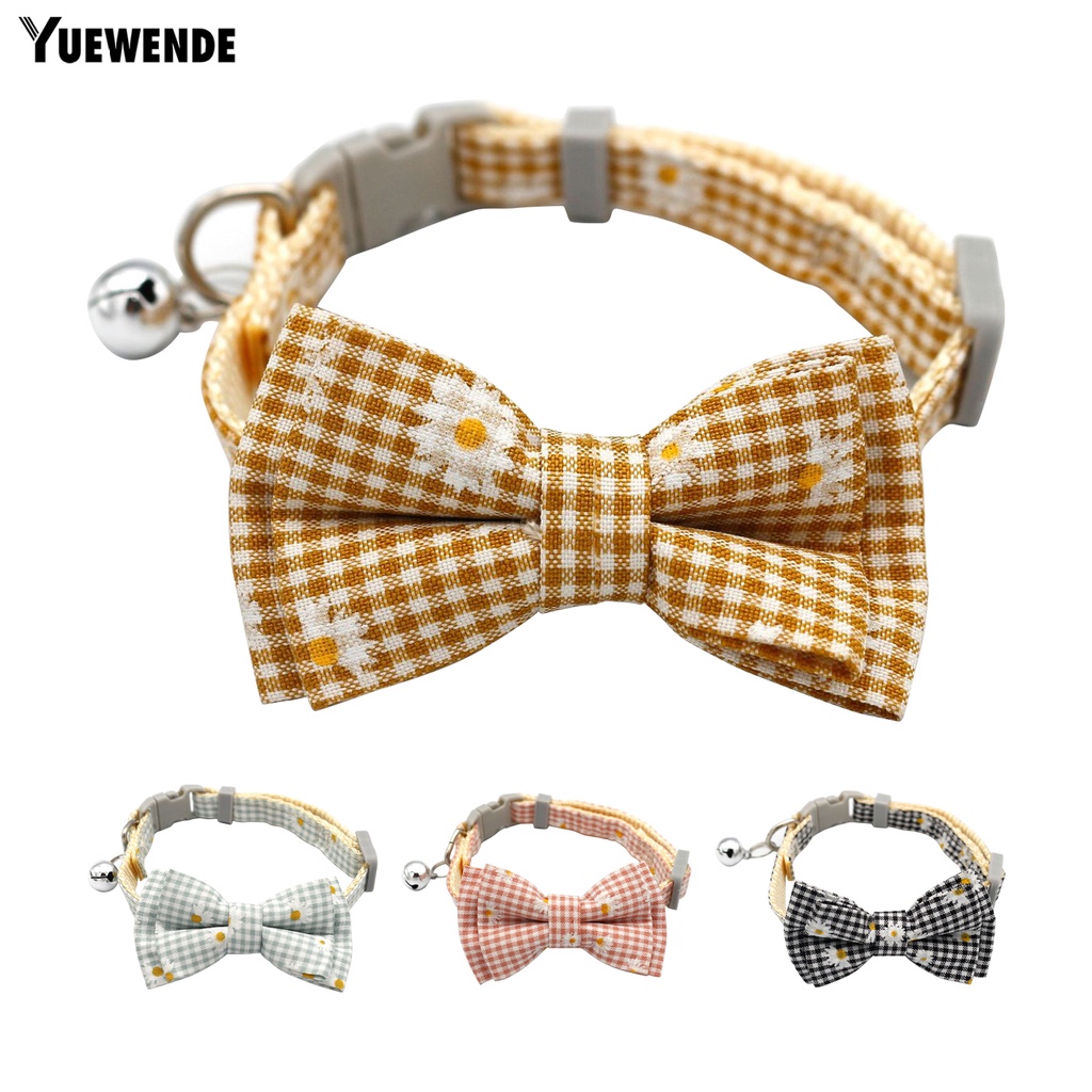 Vòng Cổ YQ.E Chống Thoát Hiểm Họa Tiết Caro Thắt Nơ Nhỏ Dành Cho Thú Cưng