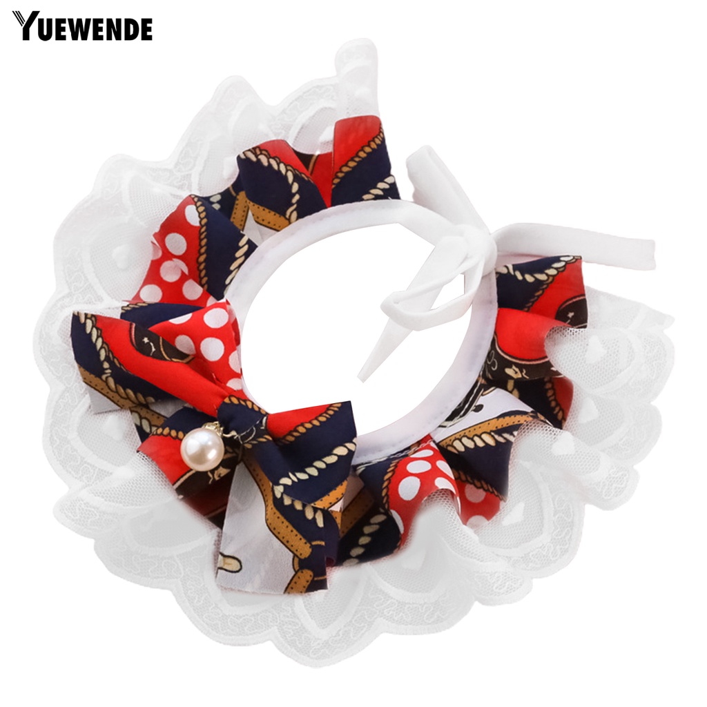 Yq.e Vòng Cổ Đính Ngọc Trai Giả Thân Thiện Với Da Không Dị Ứng Trang Trí Vòng Cổ Cho Thú Cưng Bằng Polyester In Hình Mèo