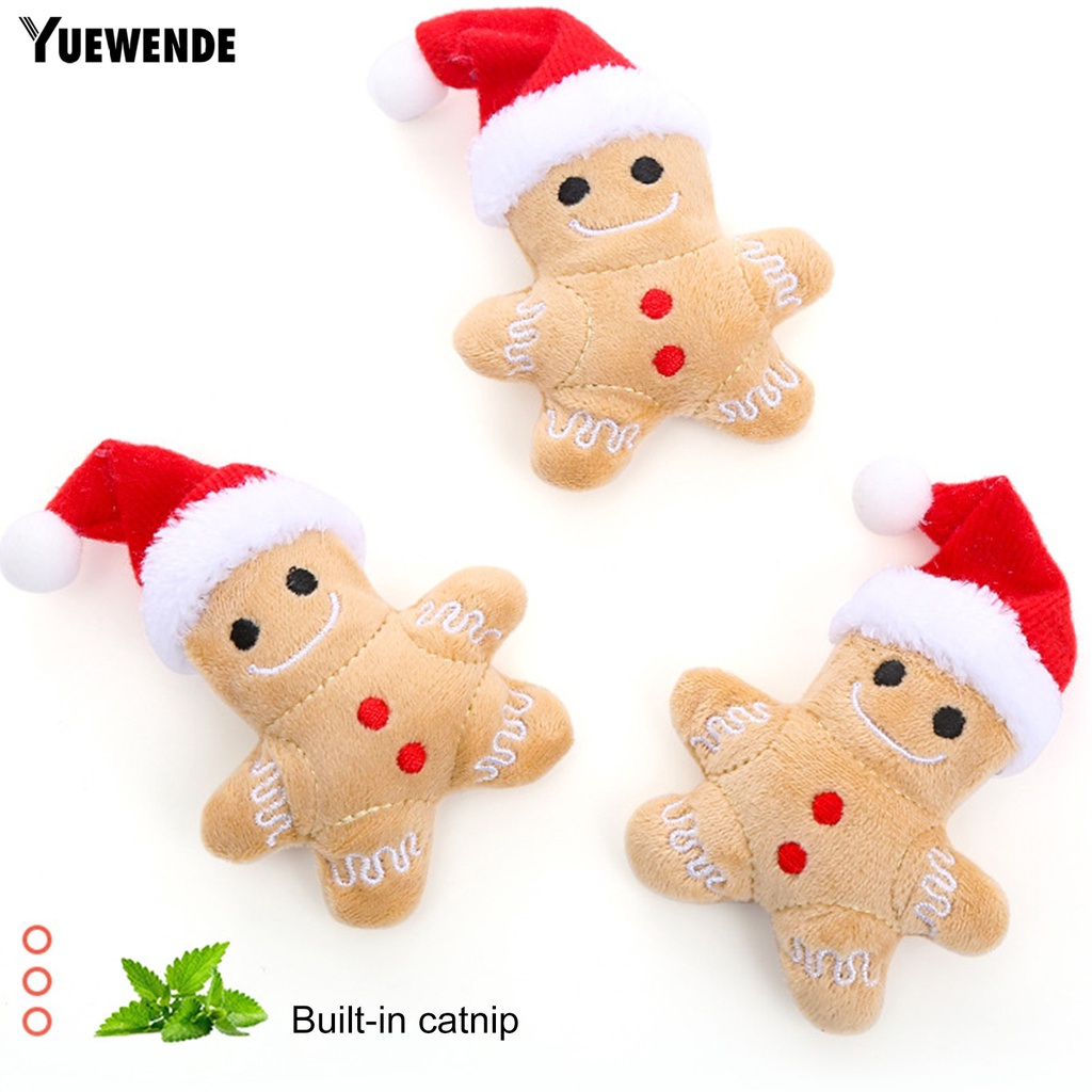 Yq.e Đồ Chơi Thú Nhồi Bông Mềm Mại Thoải Mái Tăng Cường Khả Năng Làm Sạch Răng Miệng Lâu Trôi Hình Bánh Gừng Giáng Sinh Dành Cho Mèo