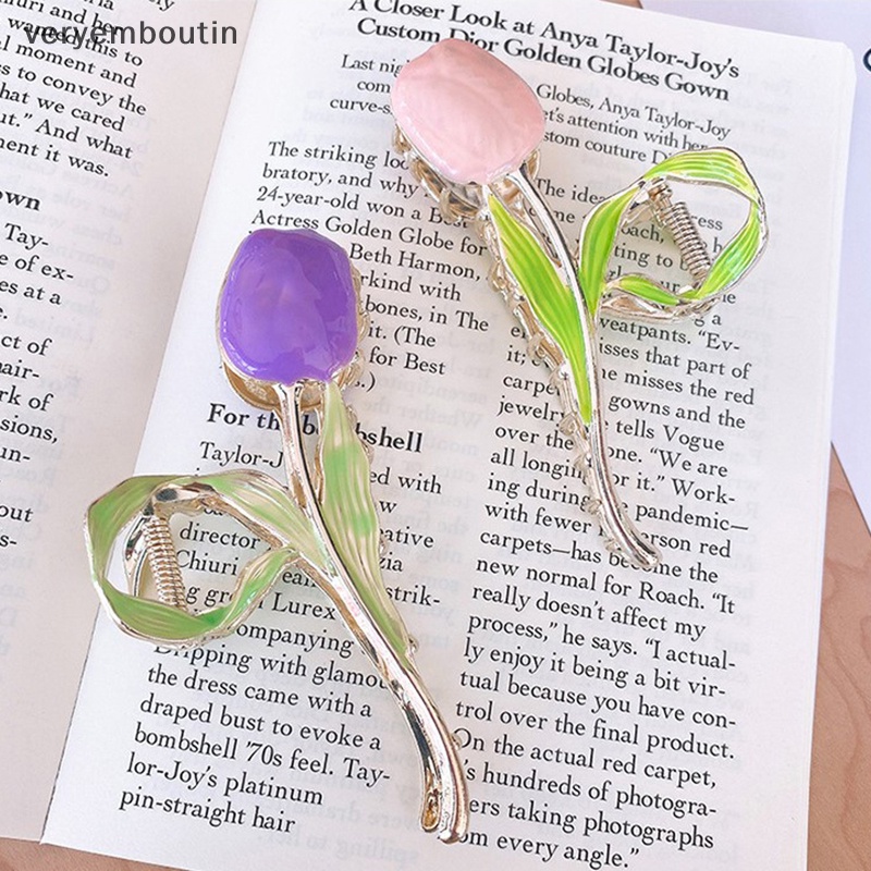 Kẹp Tóc Hoa Tulip / Cá Mập / Đuôi Ngựa Vintage Ngọt Ngào Hợp Thời Trang Cho Nữ n