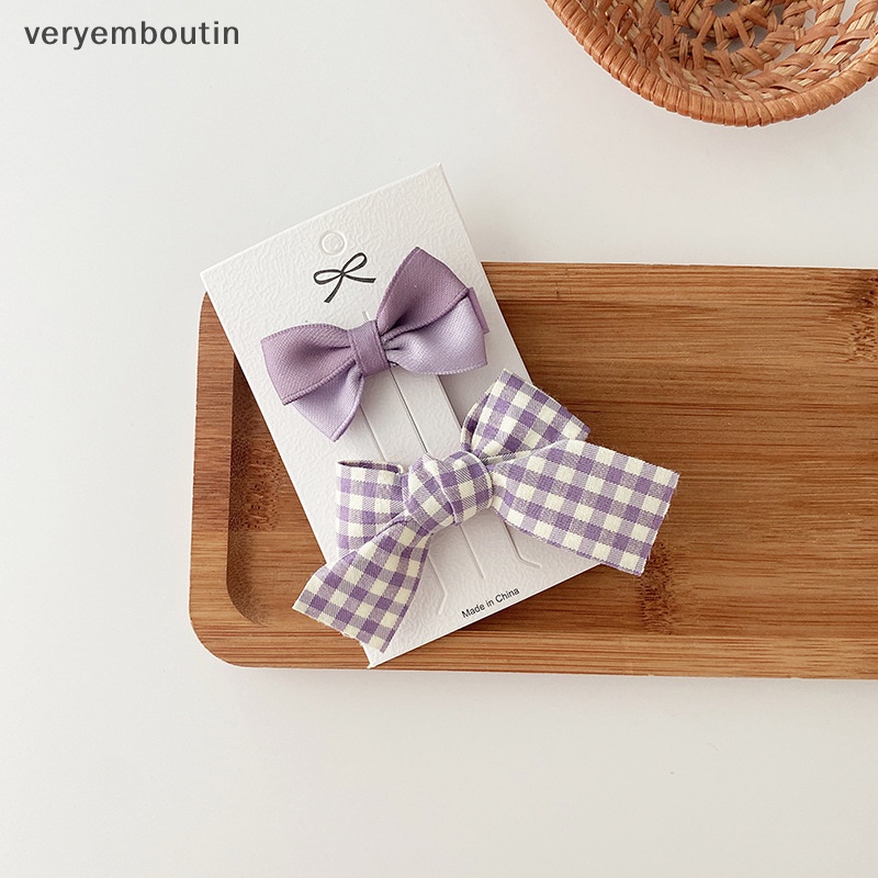 Set 2 Kẹp Tóc Nơ Màu Tím Ngọt Ngào Phong Cách Hàn Quốc Cho Bé Gái