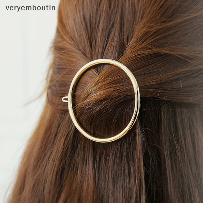 Bộ 2 Kẹp Tóc Kim Loại Hình Học / Mặt Trăng / Tròn / Ngôi Sao Thanh Lịch Ngọt Ngào