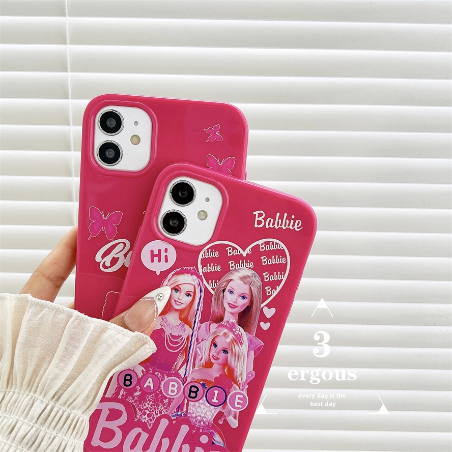 Ốp Điện Thoại TPU Mềm Màu Kẹo Ngọt Họa Tiết Barbie Cho IPhone 14 13 12 11 Pro Max SE2020 X XR Xs Max 7 8 6 6s Plus