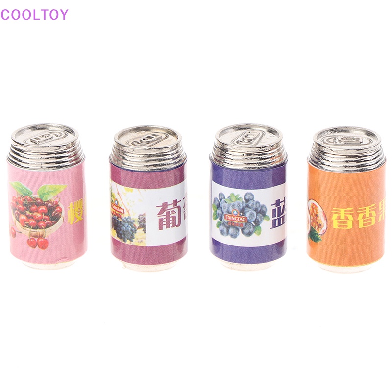 Bộ 4 Mô Hình Lon Nước Ép Trái Cây 1: 12 Trang Trí Nhà Búp Bê