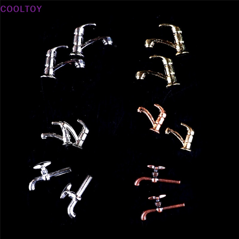 Bộ 2 Vòi Nước Mini Bằng Hợp Kim Tỉ Lệ 1: 12 Dùng Trang Trí Nhà Búp Bê