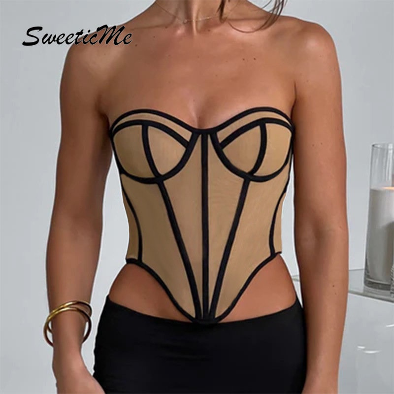 Áo Ống Ôm Hở Lưng Phối Màu Tương Phản Thời Trang Mới 2023 Cho Nữ