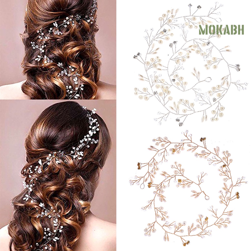 Tóc Giả Đính Ngọc Trai Lấp Lánh Đa Năng Thanh Lịch Cho Cô Dâu