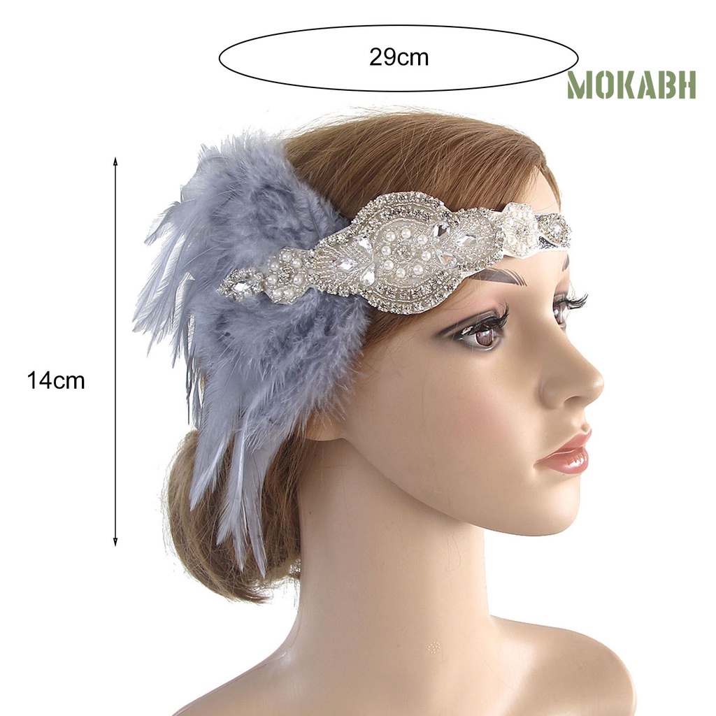 [Mokabh] Cài Tóc Đính Ngọc Trai Giả Phối Lông Vũ Tua Rua Phong Cách Vintage Cho Cô Dâu