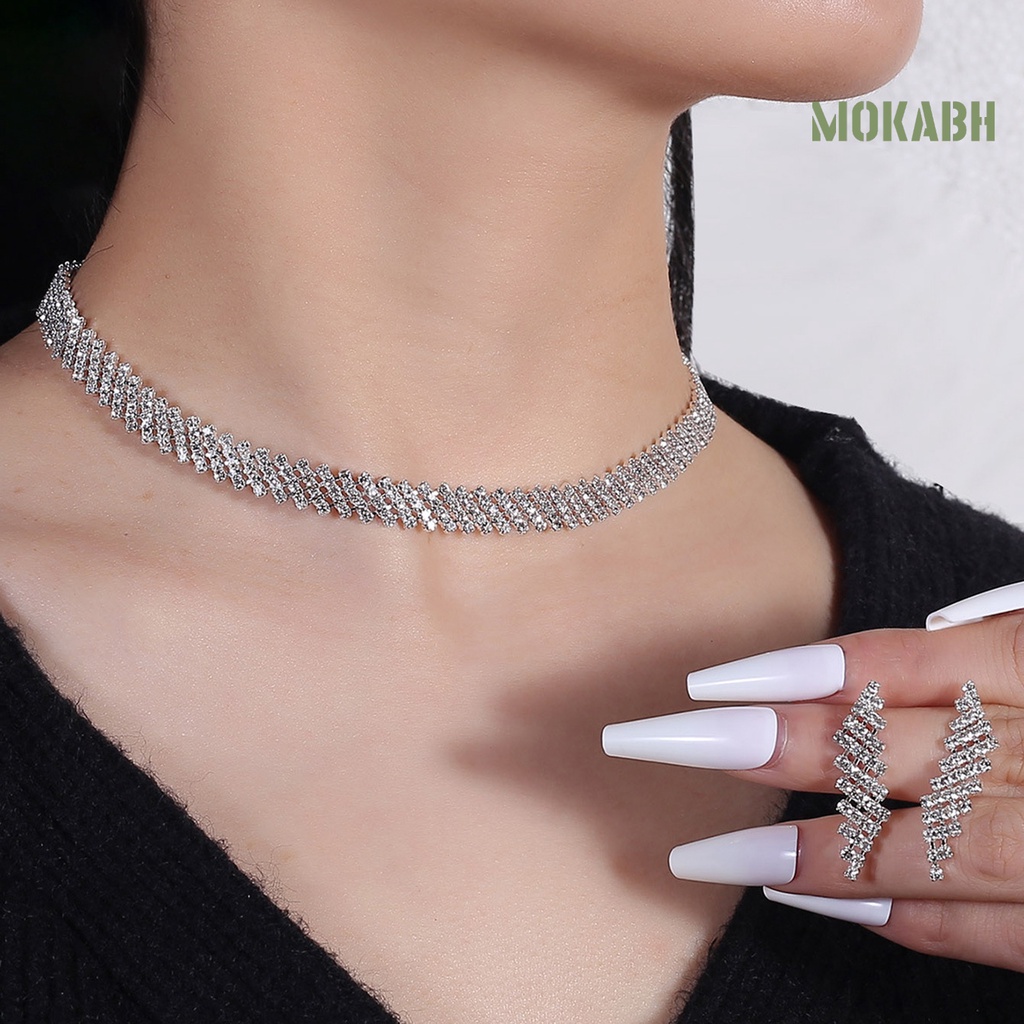 1 Set Vòng cổ Hợp Kim Đính Đá Sang Trọng Thời Trang Cho Nữ