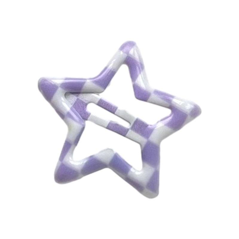 Kẹp Tóc Hình Ngôi Sao Họa Tiết Kẻ Sọc Phong Cách Harajuku Cho Thanh Thiếu Niên