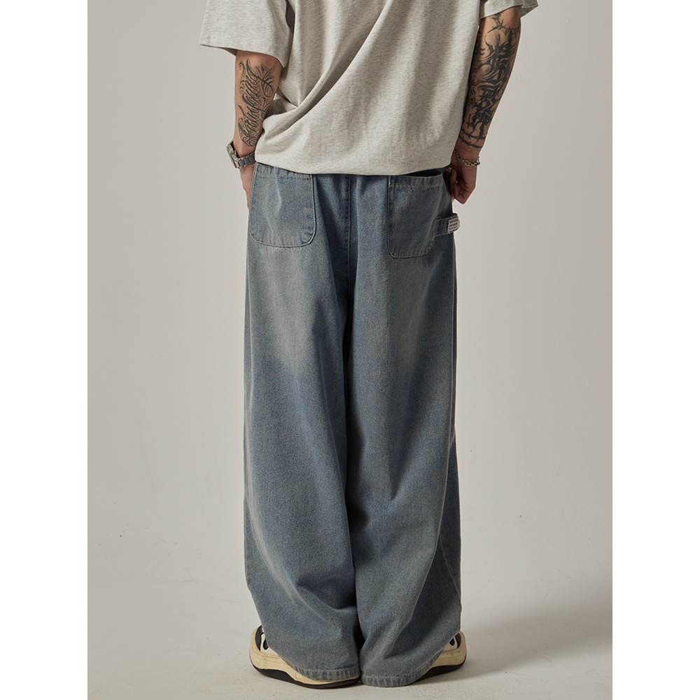 Quần Jean Dài Ống Rộng Phong Cách Đường Phố Mỹ Thời Trang Xuân Thu Cá Tính Cho Nam Và Nữ