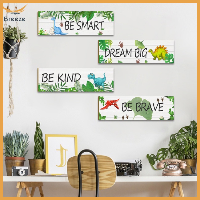 Set 4 Biển Gỗ Treo Tường Trang Trí Hình Động Vật Dễ Thương