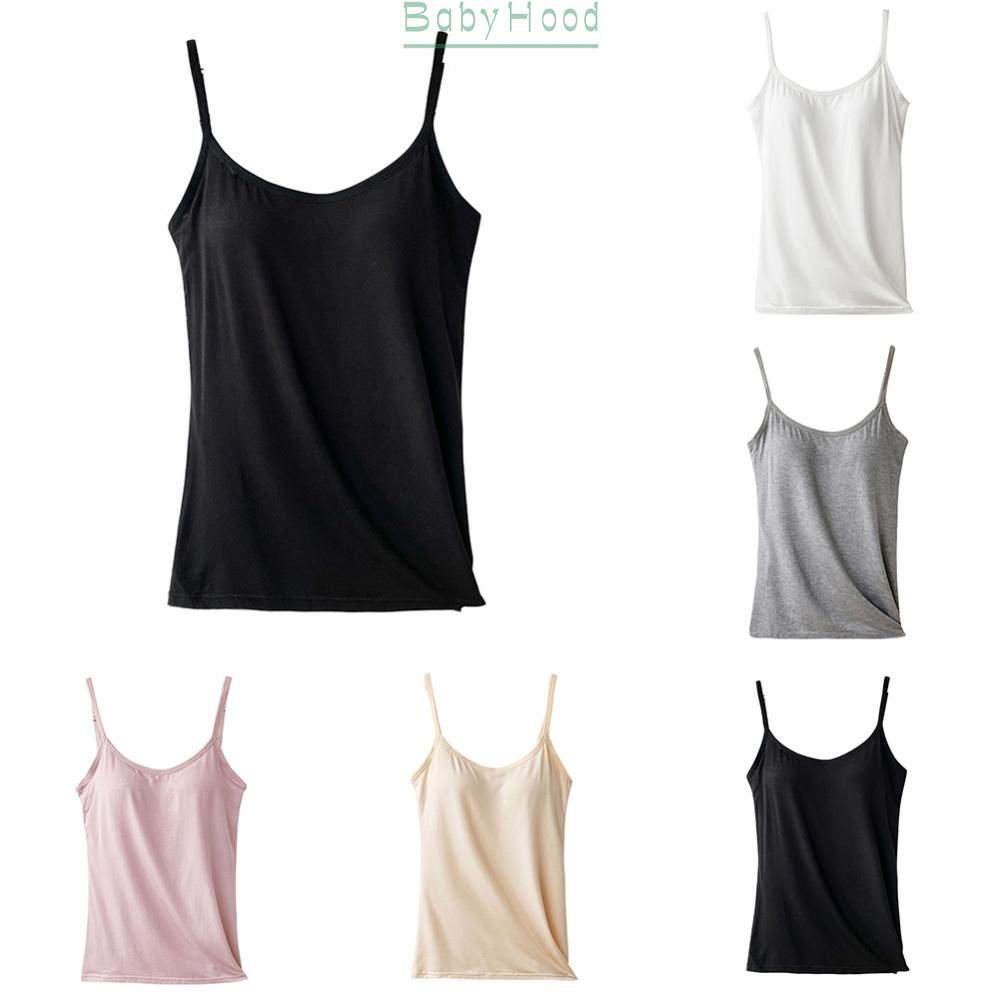 Women Camisole with Built in Bra Adjustable Strap Vest Tank Tops Yoga Wear#BBHOOD