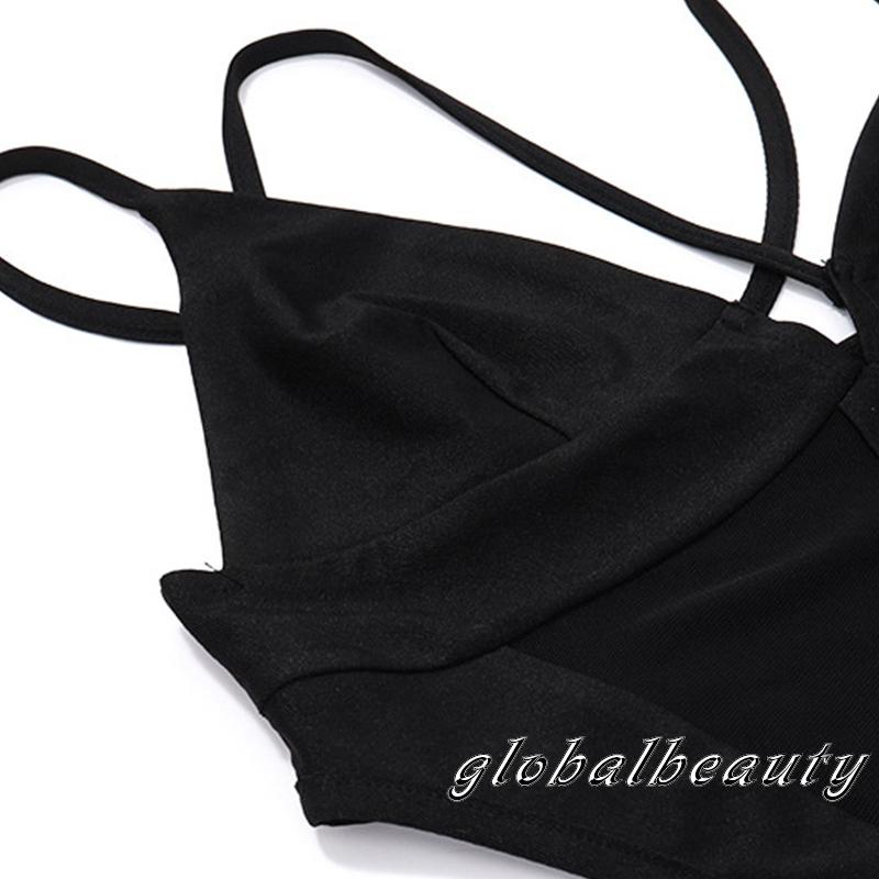 Bộ Áo Liền Quần Hai Dây Phối Lưới Gợi Cảm Cho Nữ