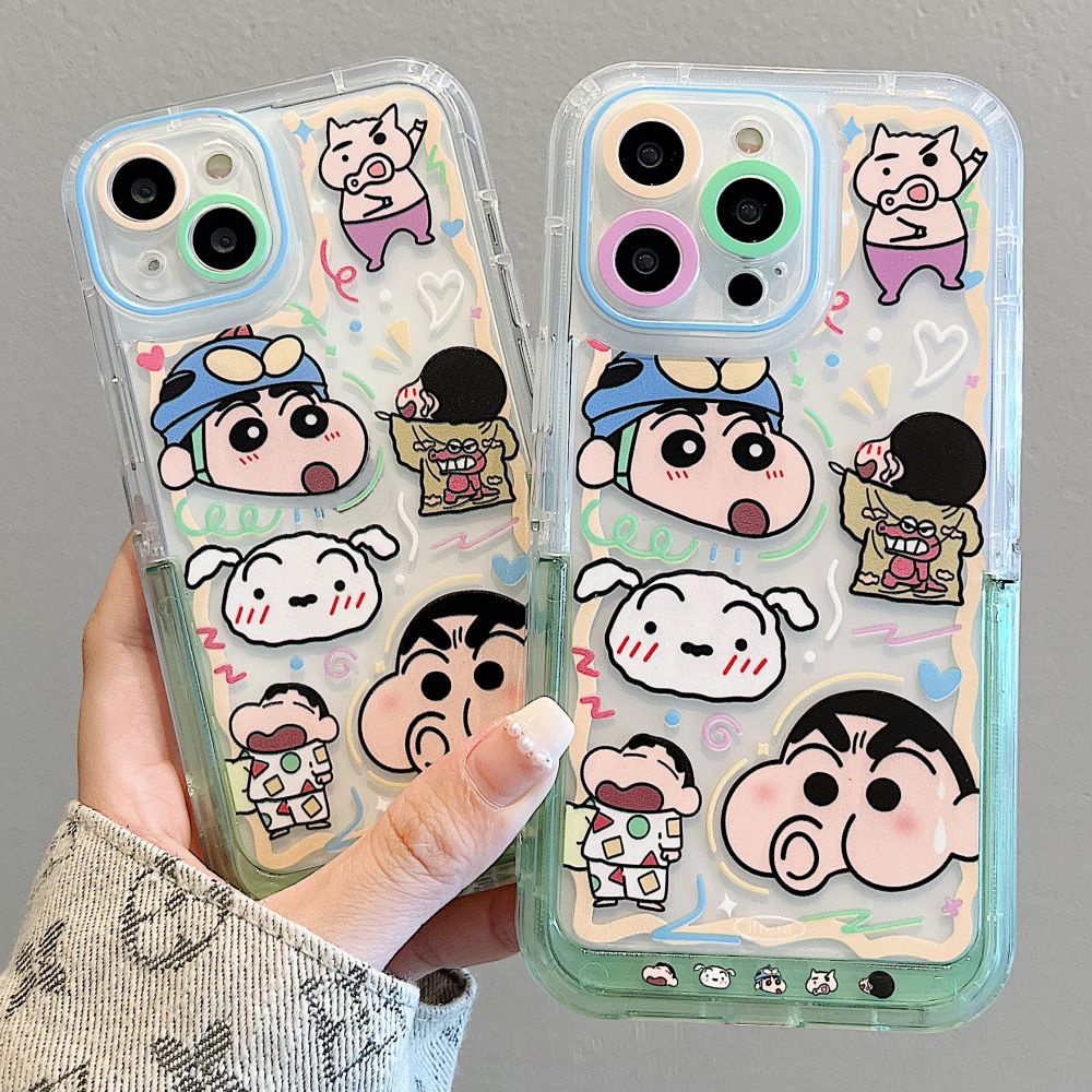 Ốp Điện Thoại TPU Dẻo Họa Tiết Hoạt Hình Cậu Bé Bút Chì Kèm Giá Đỡ Tàng Hình Cho IPhone 11 IPhone 14 13 12 Pro Max