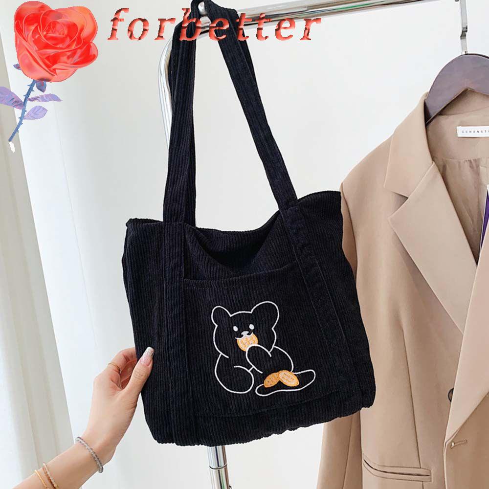 Túi Xách Nhung Kẻ Mềm Mại Sức Chứa Lớn Họa Tiết Hoạt Hình Dành Cho Nữ