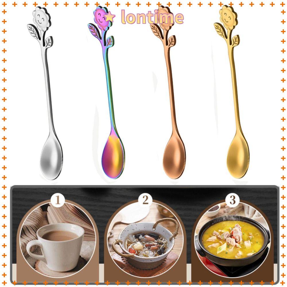 Muỗng Cà Phê Cán Dài Hình Hoa Hướng Dương Bằng Thép Không Gỉ